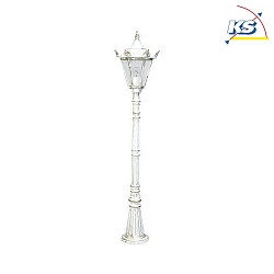 Path light Country style Type No. 4137, IP23, height 146cm, E27 QA55 max. 57W, cast alu / glass clear, white-gold