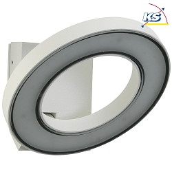 LED Outdoor Wall luminaire Type No. 0210, light distributor in ring shape, IP54, 16W 3000K 1600lm, swiveling 90, white