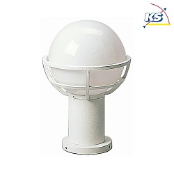 Pedestal luminaire Type No. 0520, with ball shade  23cm, IP44, height 40cm, E27 QA55 max. 57W, cast alu / opal glass, white