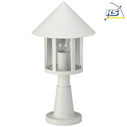 Pedestal luminaire Country style conical roof modern Type No. 0539, 48cm, IP44, E27 QA55 max. 57W, cast alu / clear, white