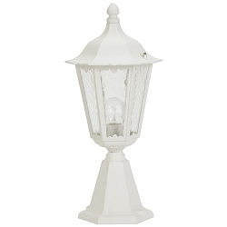 Sokkellampe Landstil Type nr. 0541, IP23, højde 53cm, E27 QA55 maks.57W, Støbt aluminium / Katedralglas, hvid