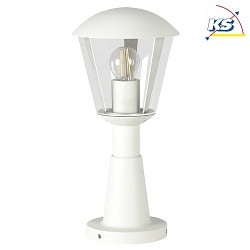 Sokkellampe Type nr. 0554, IP54 IK08, hjde 40.5cm, E27 QA55 maks. 57W, aluminium / plast klar, slagfast, hvid