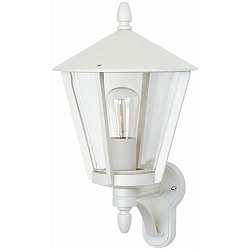 Udend�rs V�glampe Landstil moderne Type nr. 1814, st�ende med beslag, IP44, E27 QA55 maks. 57W, St�bt alu / klar, hvid matt