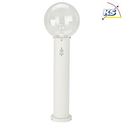 Bollard light Type No. 2012 with motion detector (Type 2010), with glass ball  25cm, E27, white / clear glass
