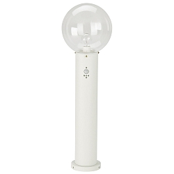 Pullertlampe Type nr. 2012 med bev�gelsesdetektor (Type 2010), med glas Kugle � 25cm, E27, hvid / Klar glas