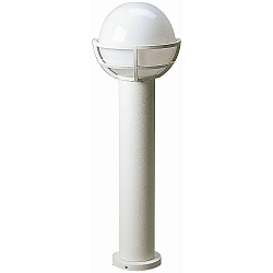 Pullertlampe Type nr. 2030, med Kugle sk�rm � 23cm, IP44, h�jde 80cm, E27 QA55 maks. 57W, St�bt aluminium / Opalglas, hvid