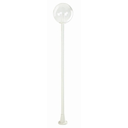 Udendørs Mastlampe Type nr. 2054, Ø 30cm, højde 185cm, IP44, E27 A65 maks. 150W, kugle gennemsigtig, hvid