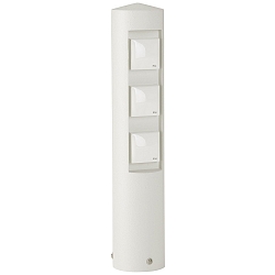 Udend�rs Sokkelkolonne Type nr. 2102, 3-vejs, IP44, uden Skiftefunktion, St�bt aluminium, hvid