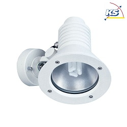 Outdoor Wall spot Type No. 2182, IP54, E27 QA55 max. 15W, rotatable and swiveling, cast alu / safety glass, white