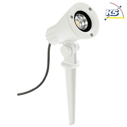 LED Jordspyd spot Type nr. 2354, IP54, 230V AC/DC, 8W 3000K 800lm 30, drejelig, svingbar, forbindelseskabel, hvid matt