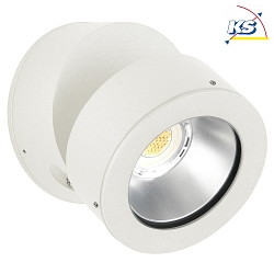 LED Outdoor Wall spot Type No. 2389, IP54, 12W 3000K 1200lm 30, rotatable, swiveling, dimmable, cast alu / glass, white matt
