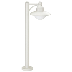 Gulvlampe Landstil Hatform rund Type nr. 4150, IP44, højde 90cm, E27 QA55 maks. 57W, Støbt aluminium / Opalglas, hvid matt
