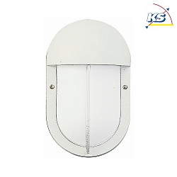 Outdoor Wall and Ceiling luminaire Type No. 6031, oval, partial cover, IP44, E27 QA55 max. 57W, cast alu / glass, white matt