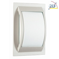Outdoor Wall and Ceiling luminaire Type No. 6199, IP44, 20 x 30cm, E27 QA55 max. 57W, cast alu / opal glass, white