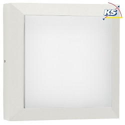 Outdoor LED Wall and Ceiling luminaire Type No. 6560, IP54 IK08, 19 x 19cm, 8W 3000K 880lm, cast alu, dimmable, white matt