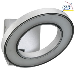 LED Outdoor Wall luminaire Type No. 0210, light distributor in ring shape, IP54, 16W 3000K 1600lm, swiveling 90, silver matt