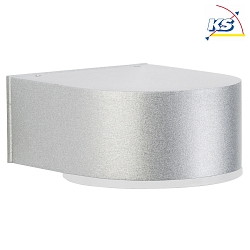 Outdoor LED Wall luminaire Type No. 0233, IP44, 230V AC/DC, 3W 3000K 330lm, cast alu / safety glass satined, silver matt