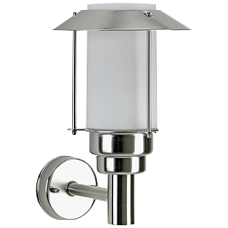 Udendørs Væglampe Type nr. 0237, med Pagoda tag, IP44, E27 QA55 maks. 57W, rustfrit stål / Opalglas