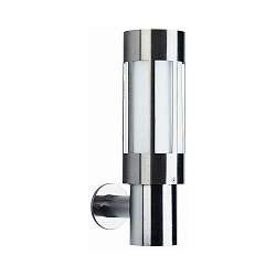 Outdoor Wall luminaire Type No. 0239, IP44, height 35.5cm, E27 QA55 max. 57W, stainless steel / opal glass
