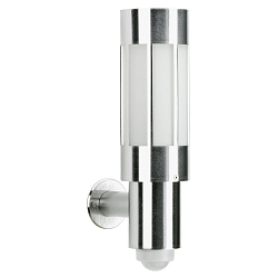 Udend�rs V�glampe Type nr. 0239 med bev�gelsesdetektor (Type nr. 0241), E27, rustfrit st�l / Opalglas