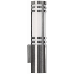 Outdoor Wall luminaire Type No. 0258, bracket below, IP44, E27 max. 20W (LED), stainless steel / opal glass