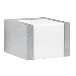 LED Udendørs Væglampe Type nr. 0332, lang lysdistributør, IP54, 5W 3000K 480lm, Støbt alu / Akrylglas opal, dæmpbar, sølv