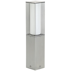 Sokkellampe Type nr. 0535, firkantet, IP44, højde 50cm, E27 maks. 20W (LED), rustfrit stål matt / Opalglas