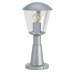 Sokkellampe Type nr. 0554, IP54 IK08, højde 40.5cm, E27 QA55 maks. 57W, aluminium / plast klar, slagfast, sølv
