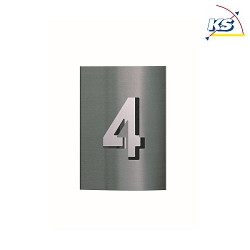 House number (individually engraved) with backed mirror sheet mounting plate, stainless steel, 1 digit, 20 x 14 x 3.5cm