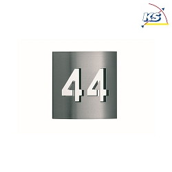 House number (individually engraved) with backed mirror sheet mounting plate, stainless steel, 2 digits, 20 x 20 x 3.5cm