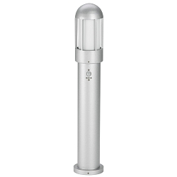 Pullertlampe Type nr. 2015 med bev�gelsesdetektor (Type 2002), IP44, h�jde 83.5cm, E27 QA55, St�bt alu, Opalglas, s�lv matt