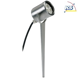 LED Ground spike spot Type No. 2112, IP54, 230V AC/DC,  4.5W 3000K 330lm 30, swiveling 120, stainless steel / glass clear
