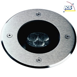 LED Ground recessed spot Type No. 2188, IP67 IK08,  16cm, 4.5W 3000K 330lm, swiveling 30, passable, stainless steel