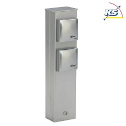 Outdoor Socket column 2-way, IP44, C/F, German socket, without switching function, stainless steel / silver