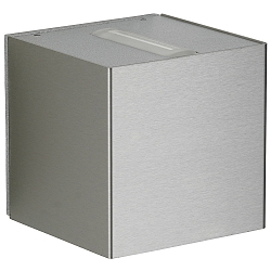 LED Udend�rs V�gspot Type nr. 2374 - 2-sidet, t�t/bred, Kubus, IP44, 2x 3W 3000K 330lm, stiv, rustfrit st�l / linse + glas
