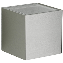 LED Udend�rs V�gspot Type nr. 2375 - 2-sidet, bred/bred, Kubus, IP44, 2x 3W 3000K 330lm, stiv, rustfrit st�l / glas klar