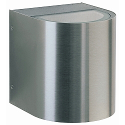 LED Udend�rs V�gspot Type nr. 2403 - 2-sidet, bred/bred, rund, IP44, 2x 6.7W 3000K 600lm, stiv, rustfrit st�l / glas klar