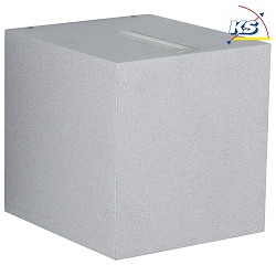 LED Outdoor Wall spot Type No. 2415 - 2-sided, tight/tight, square, IP44, 230V AC/DC, 13.4W 3000K 1200lm, lens clear, silver