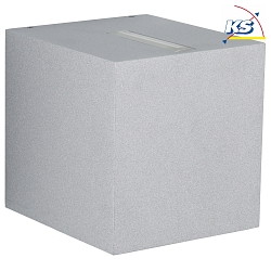 LED Outdoor Wall spot Type No. 2416 - 2-sided, tight/wide, square, IP44, 230V AC/DC, 13.4W 3000K 1200lm, lens + glass, silver