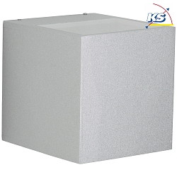 LED Outdoor Wall spot Type No. 2417 - 2-sided, wide/wide, square, IP44, 230V AC/DC, 13.4W 3000K 1200lm, glass, silver