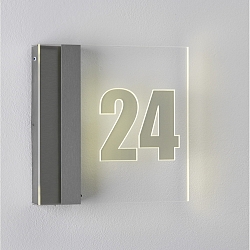 LED Husnummer lys med Twilight Afbryder, IP44, 25 x 25cm, individuelt laser, 1W 3000K