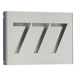 Belyst husnummer TYPE NO 6013 3-cifret IP44, rustfrit st�l, opal d�mpbar