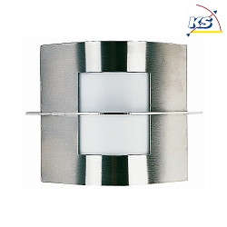 Outdoor Wall luminaire Type No. 6060, round edge, IP44, 33 x 26cm, E27 QA55 max. 57W, stainless steel / opal glass