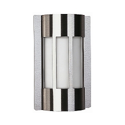Udendørs Væglampe Type nr. 6119, IP44, halv rund, 18 x 28cm, E27 QA55 maks. 57W, rustfrit stål / Opalglas