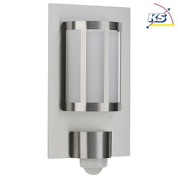 Outdoor Wall luminaire Type No. 6141 with motion detector, IP44, half round, 20 x 35.5cm, E27 QA55 57W, stainless steel