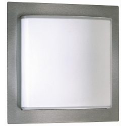 Udend�rs V�g- og Loftlampe Type nr. 6205, IP44, 26 x 26cm, buet, E27 QA55 maks. 57W, rustfrit st�l matt / Opalglas