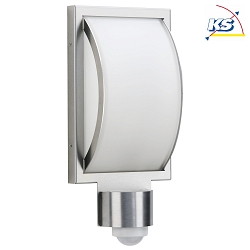 Outdoor Wall luminaire Type No. 6282, motion detector (Type No. 6283), flat/convex, IP44, E27 QA55 57W, stainless steel