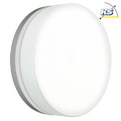 Outdoor LED Wall and Ceiling luminaire Type No. 6307, IP65,  19cm, 12W 3000K 1200lm, silver matt / glass opal