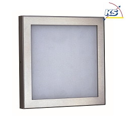 Outdoor LED Wall and Ceiling luminaire Type No. 6314, IP54, 42 x 42cm, 36W 3960lm, stainless steel / opal glass pane