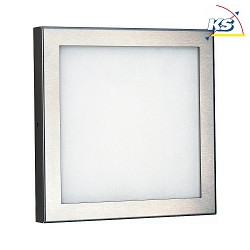 Outdoor LED Wall and Ceiling luminaire Type No. 6332, IP54, 26 x 26cm, 16W 1600lm, stainless steel / opal glass pane